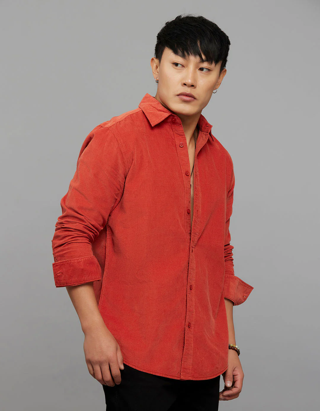 Rust 100% Cotton Full Sleeves Corduroy Shirt - Image 5