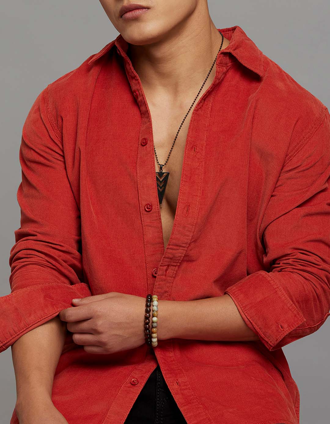 Rust 100% Cotton Full Sleeves Corduroy Shirt - Image 6