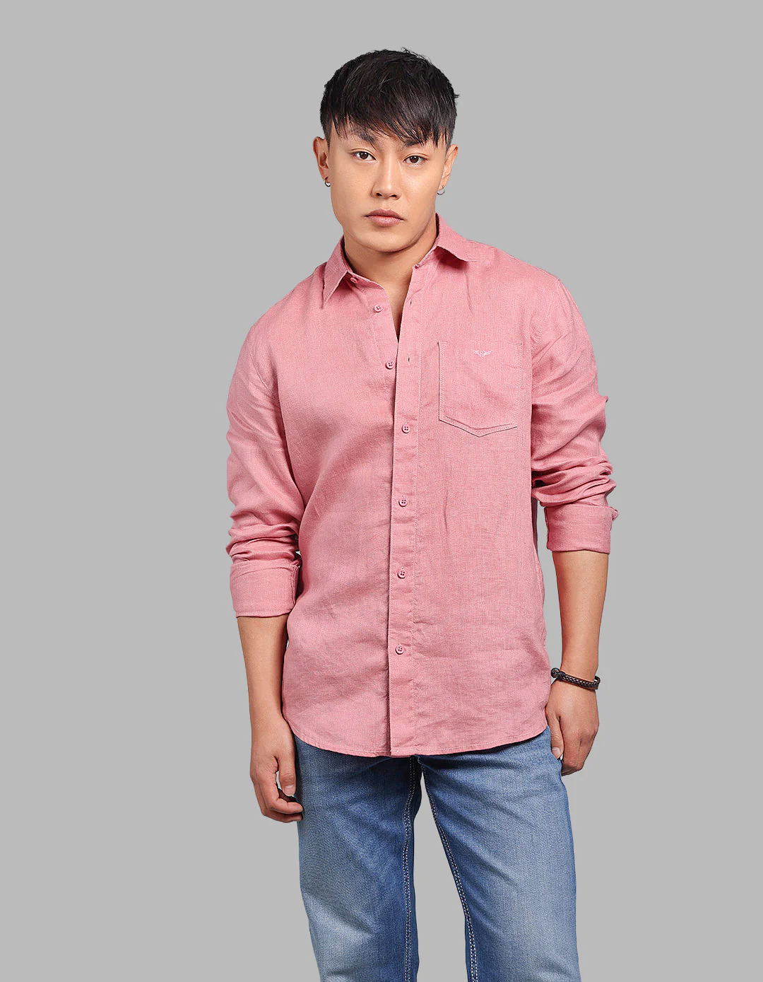 Rust Pink Full Sleeve 100% Linen Shirt