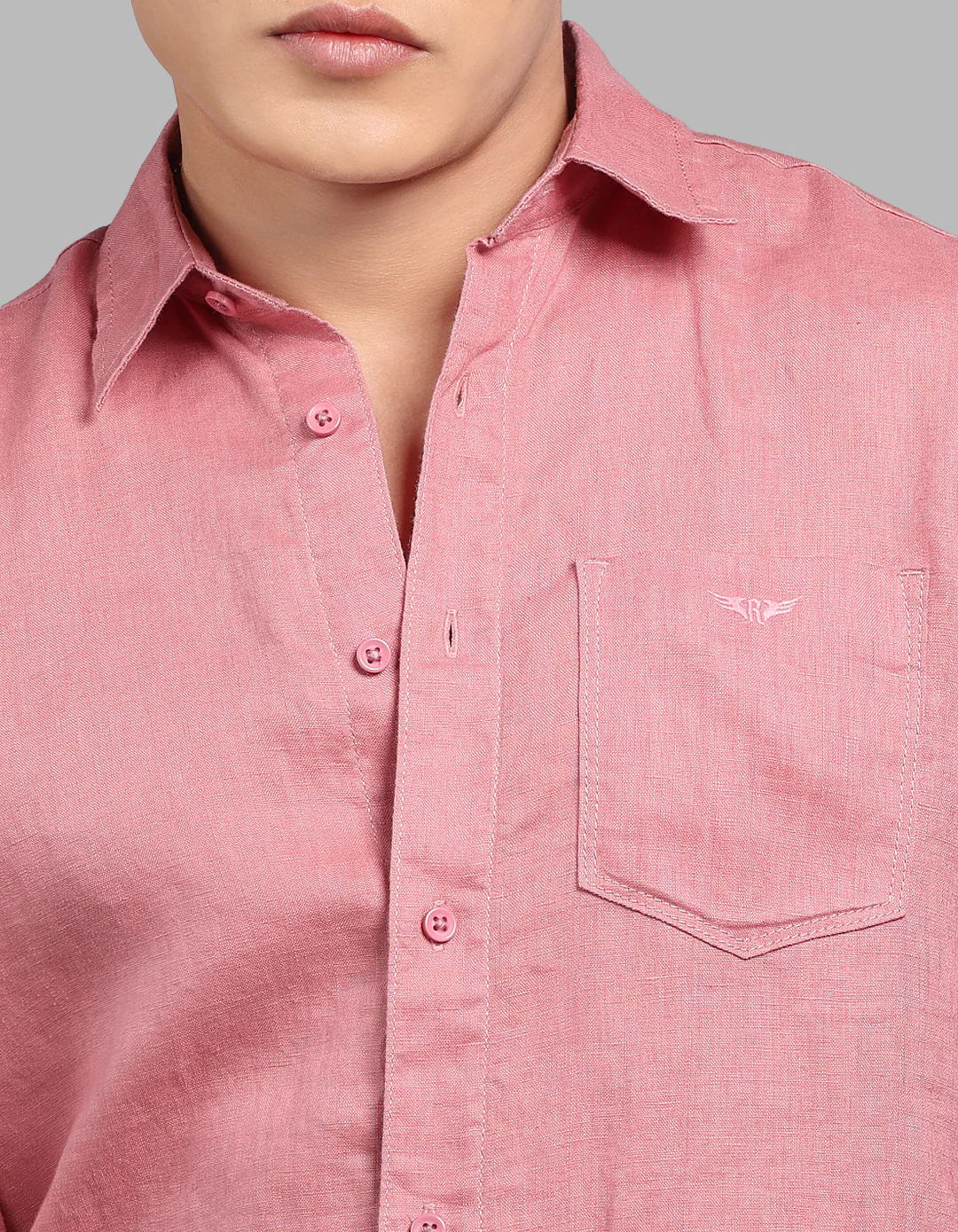 Rust Pink Full Sleeve 100% Linen Shirt - Image 6