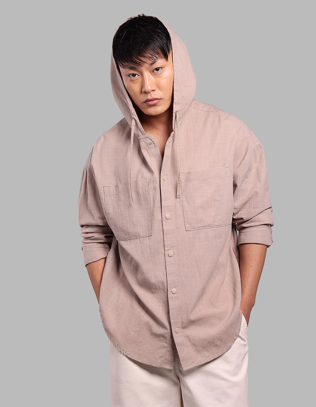 Sand 100% Cotton Full Sleeve Oversized Solid Shirt - Image 6