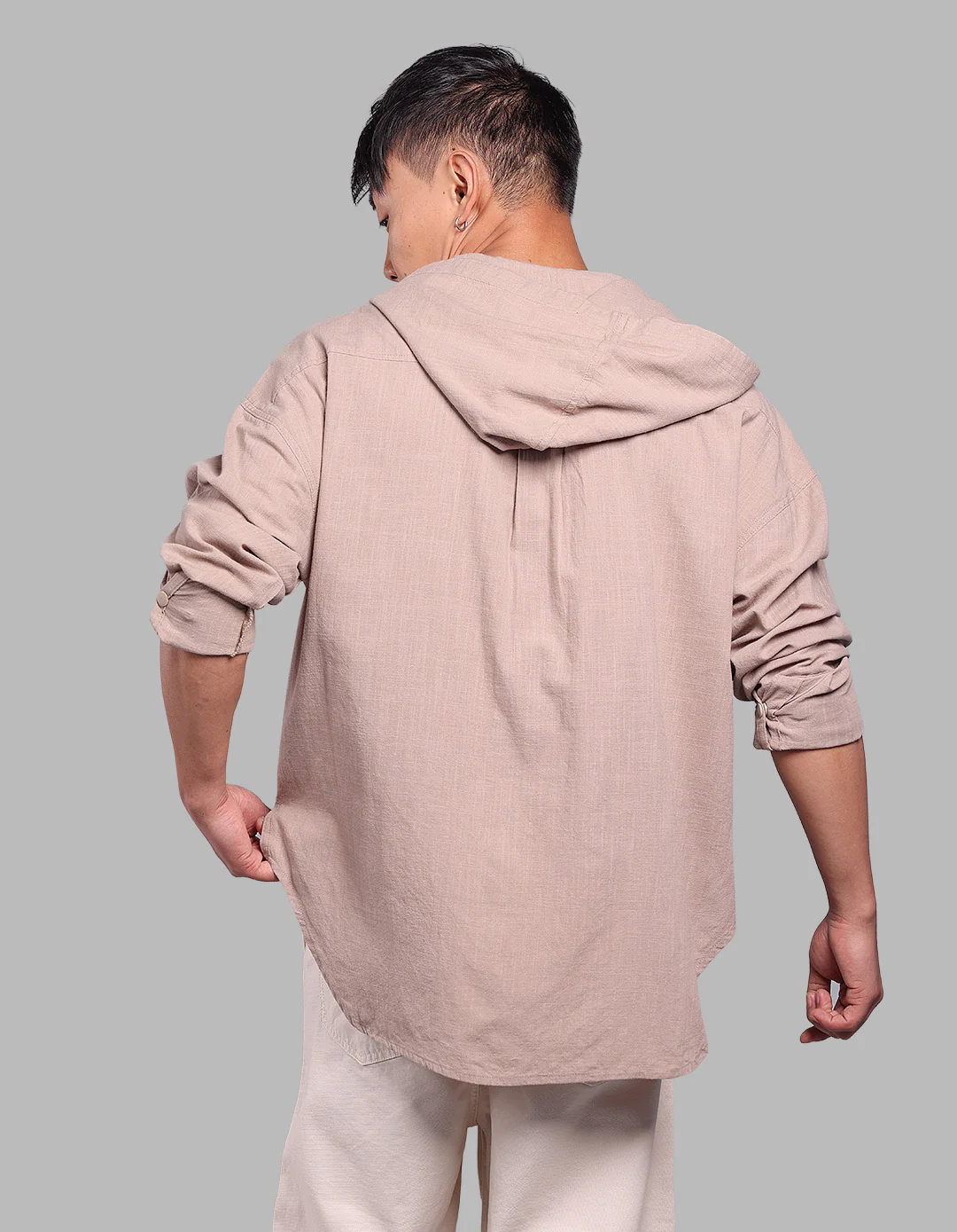 Sand 100% Cotton Full Sleeve Oversized Solid Shirt - Image 7