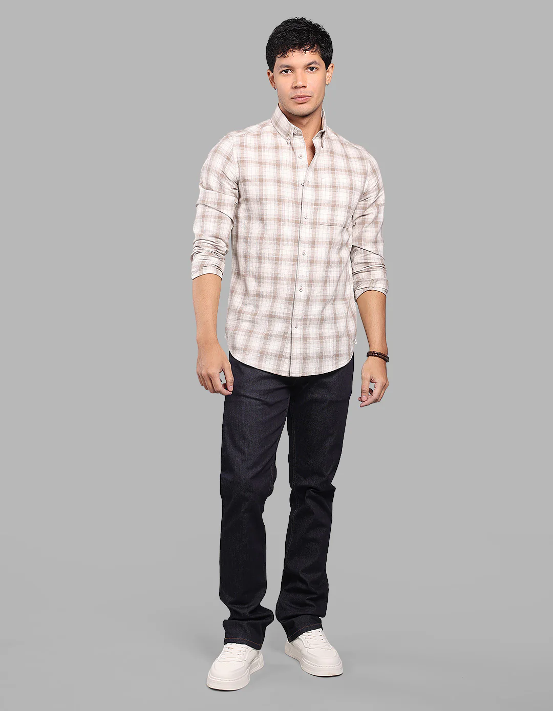 Sand Full Sleeve Check Shirt - Image 2