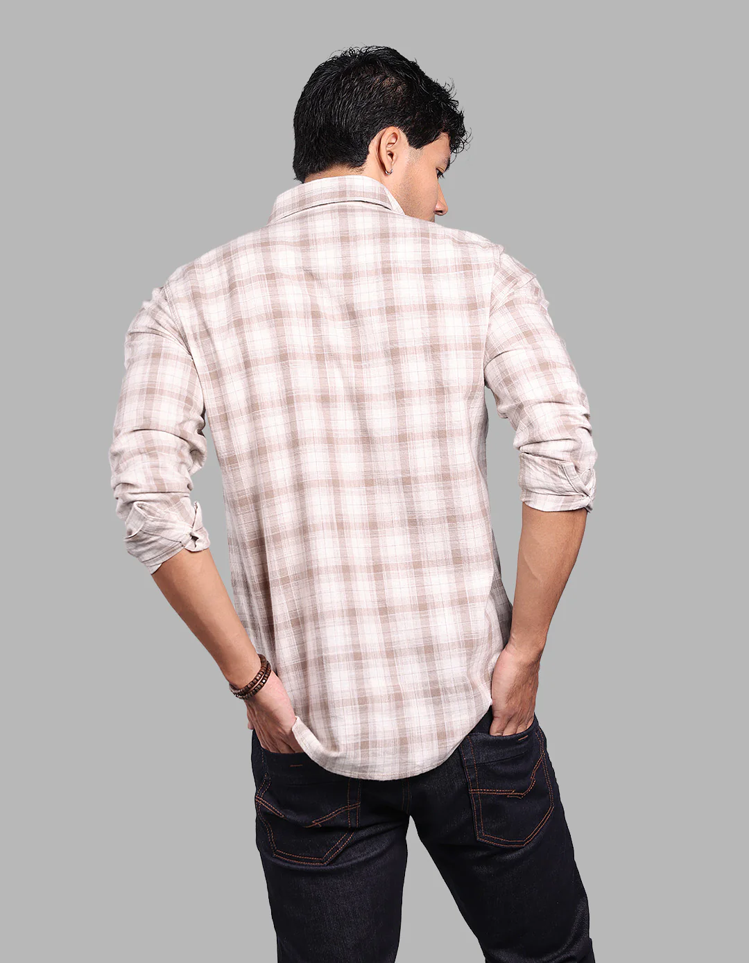 Sand Full Sleeve Check Shirt - Image 5