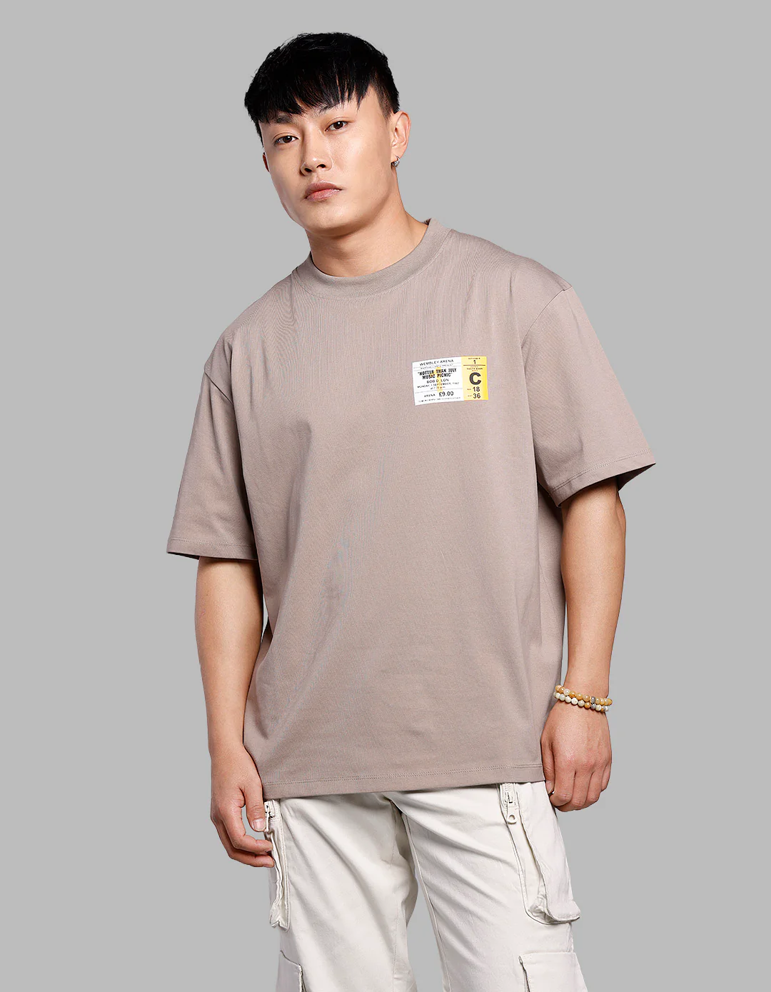 Sand Half Sleeves Oversize Tee
