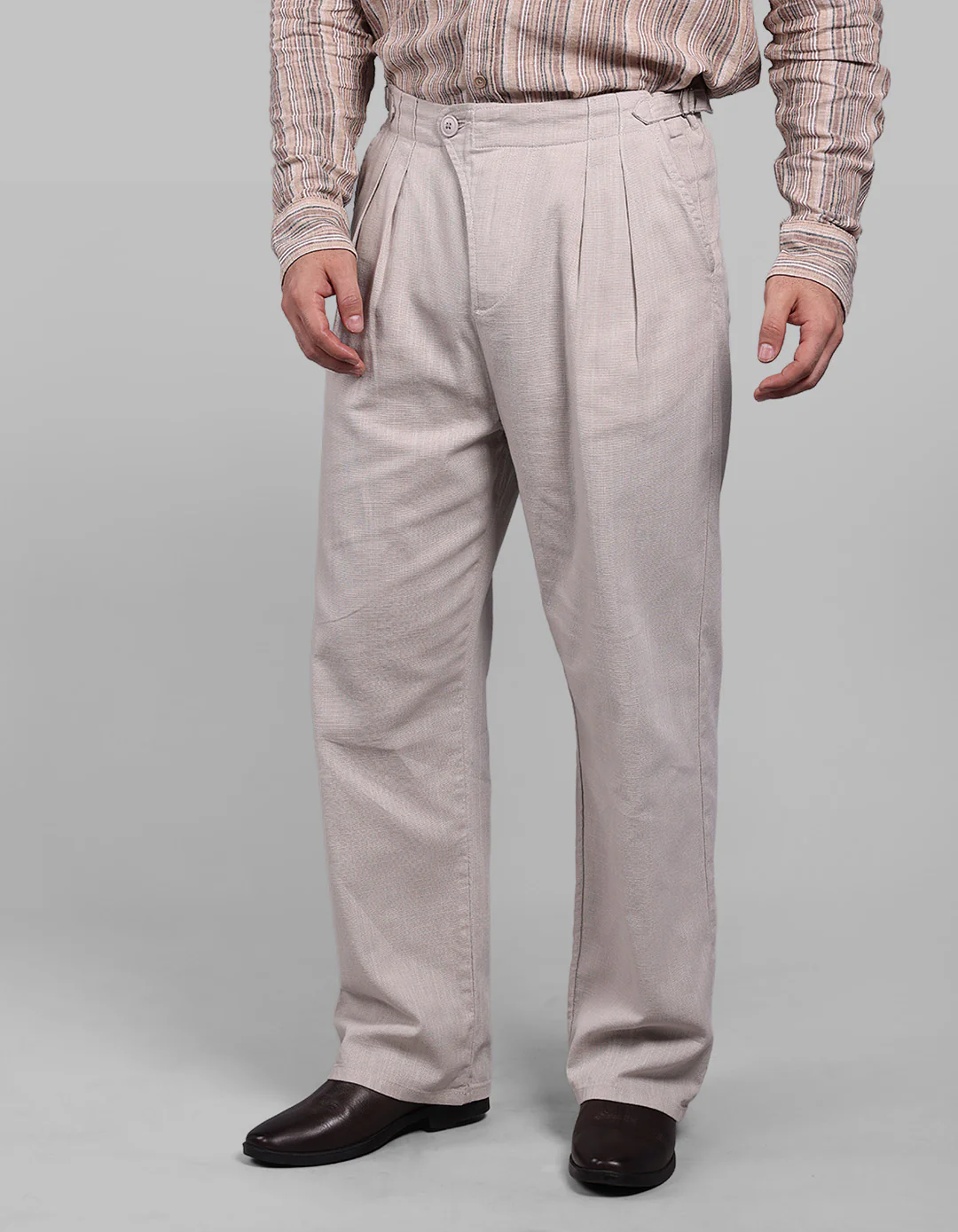 Sand Pleated Korean Fit Cotton Pants - Image 3