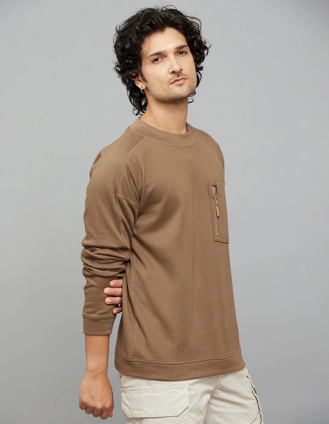 Sand Round Neck Full Sleeves Sweat Shirt - Image 5