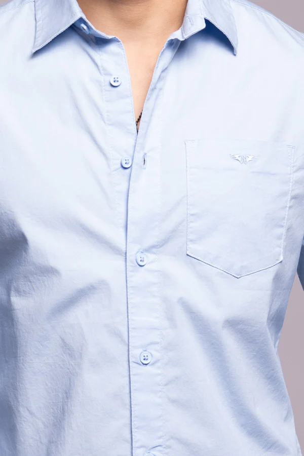 Sky Blue Full Sleeves Solid Shirt - Image 6