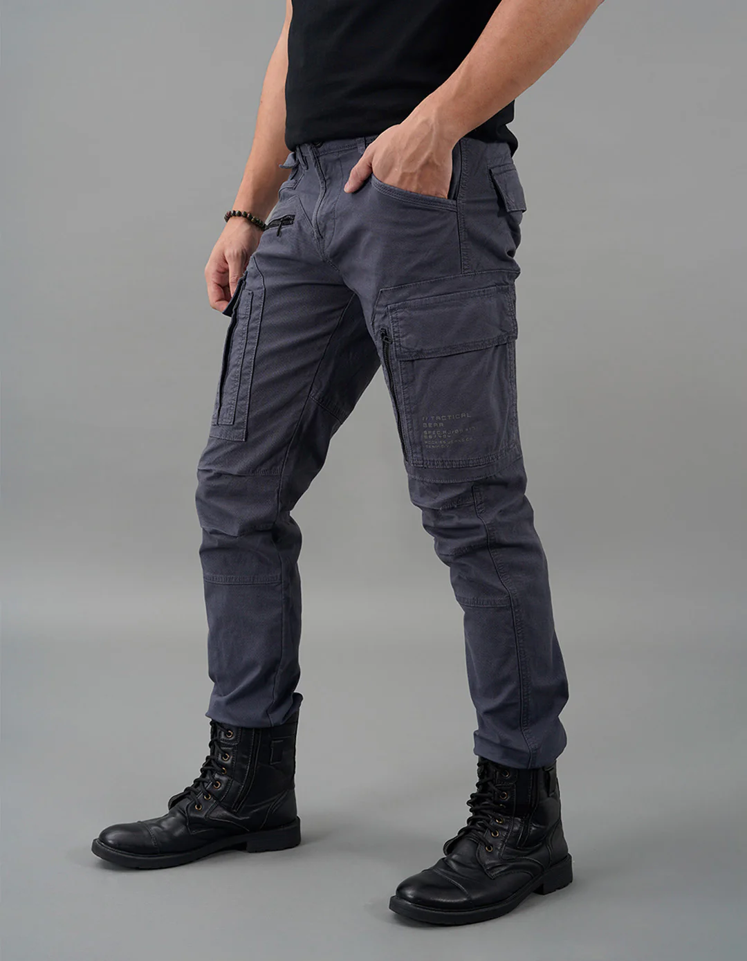 Slate Grey Regular Fit Cargo Pant - Image 3
