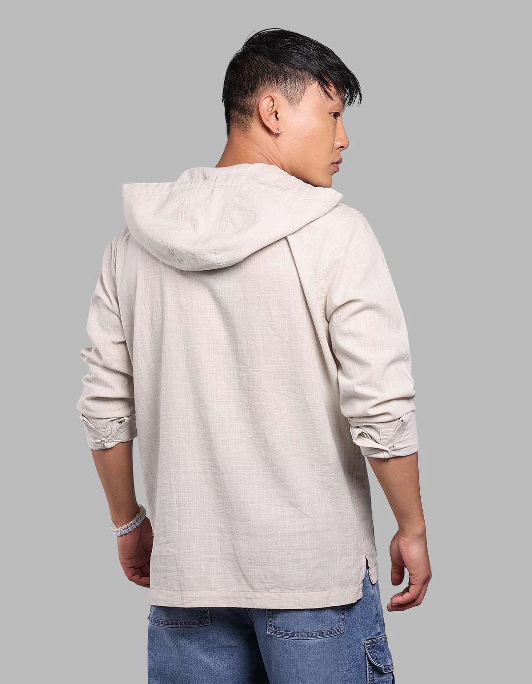 Stone 100% Cotton Full Sleeve Oversized Solid Shirt - Image 7