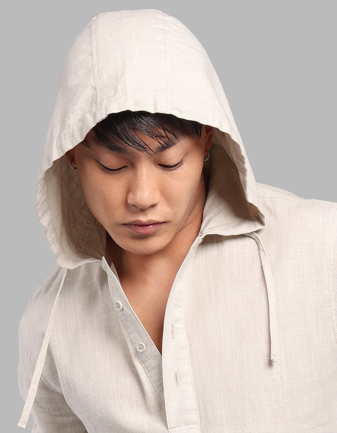 Stone 100% Cotton Full Sleeve Oversized Solid Shirt - Image 8