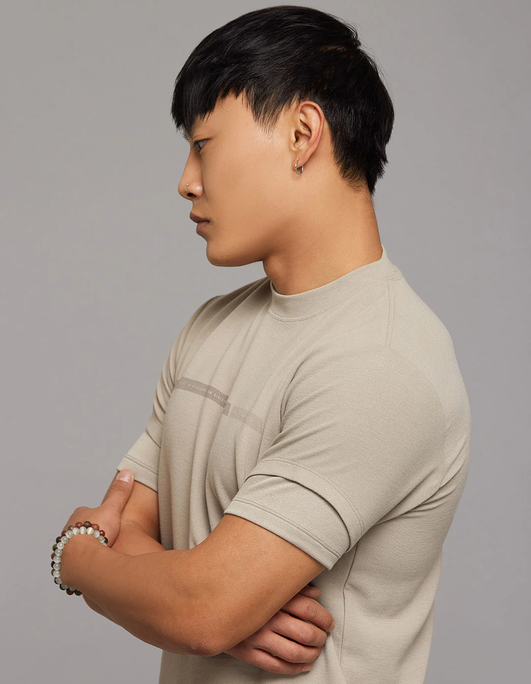 Stone Half Sleeves Round Neck Tee - Image 6