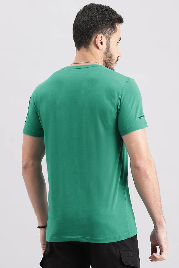 Teal Green Half Sleeve Round Neck Tee - Image 4