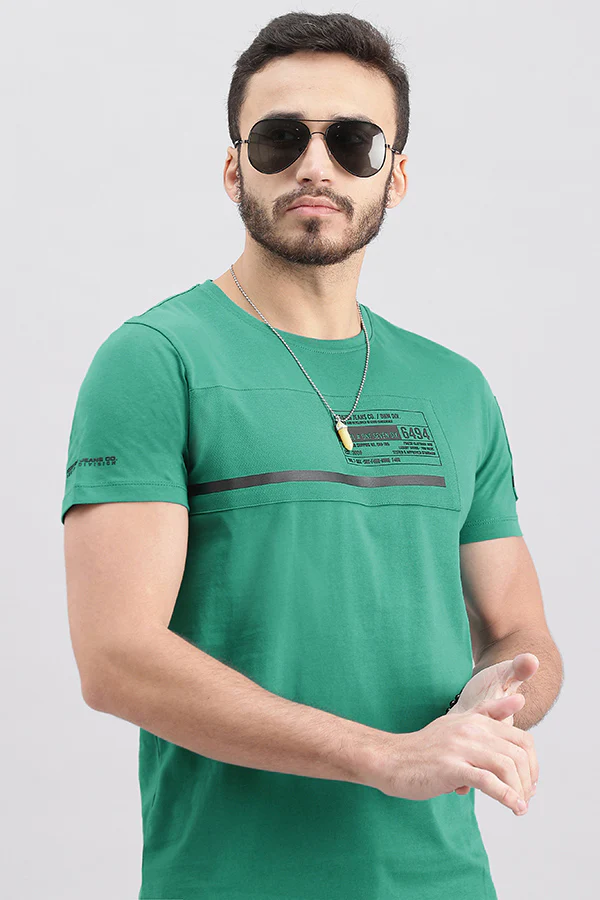 Teal Green Half Sleeve Round Neck Tee - Image 6