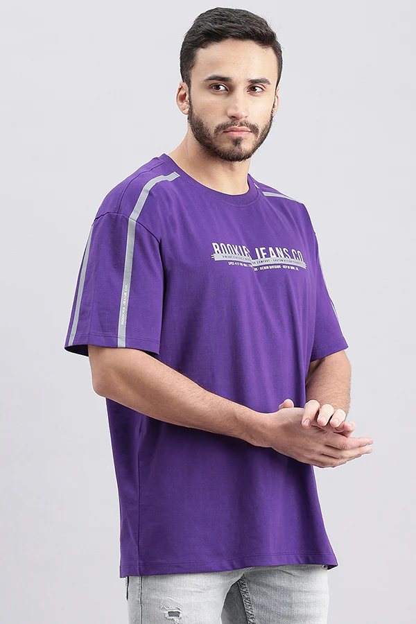 Violet Indigo Half Sleeve Oversized Tee - Image 3