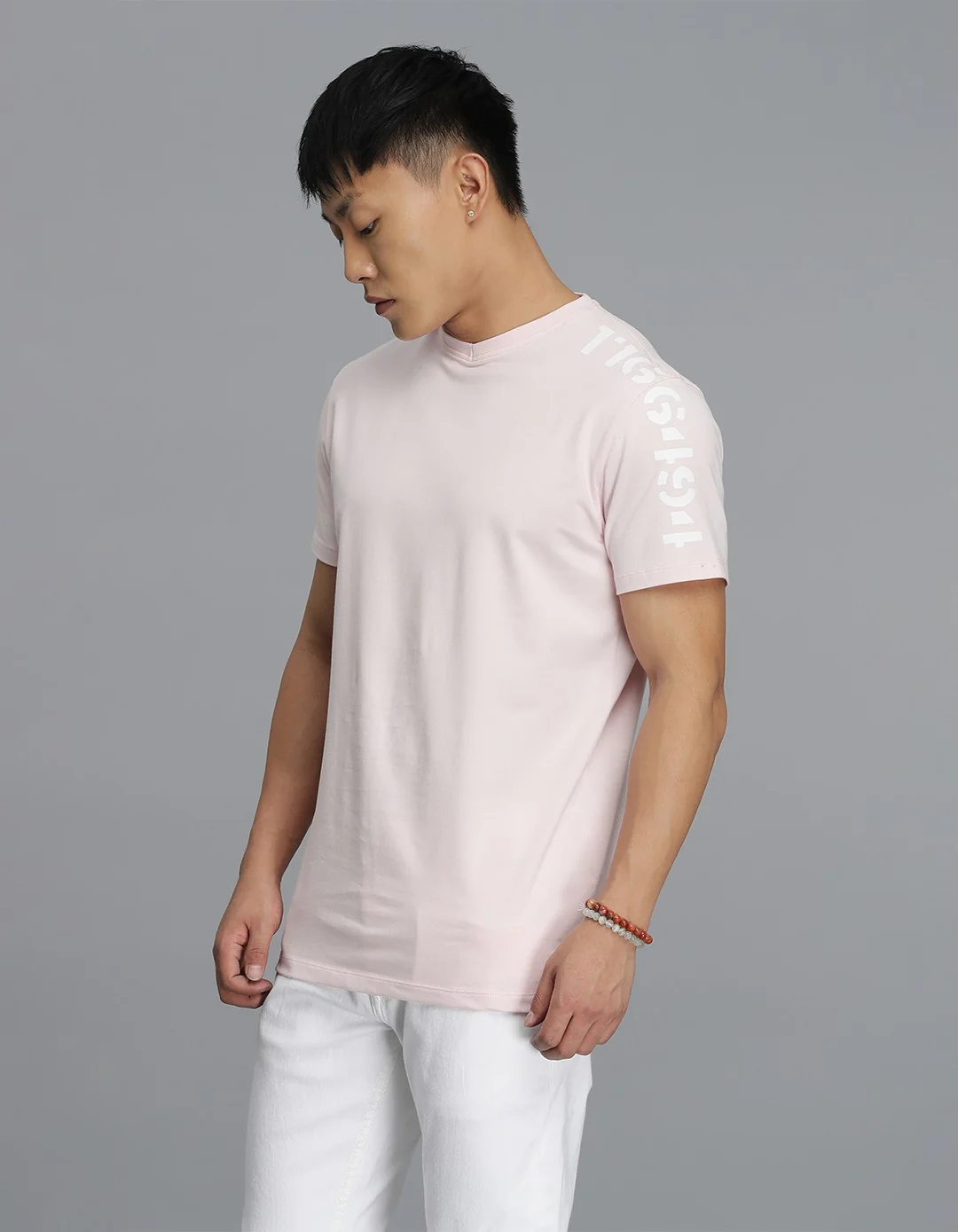Water Pink Half Sleeves Round Neck Tee - Image 3