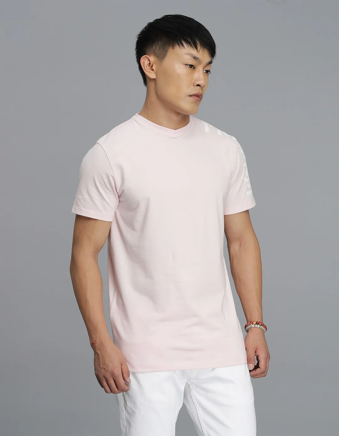 Water Pink Half Sleeves Round Neck Tee - Image 4