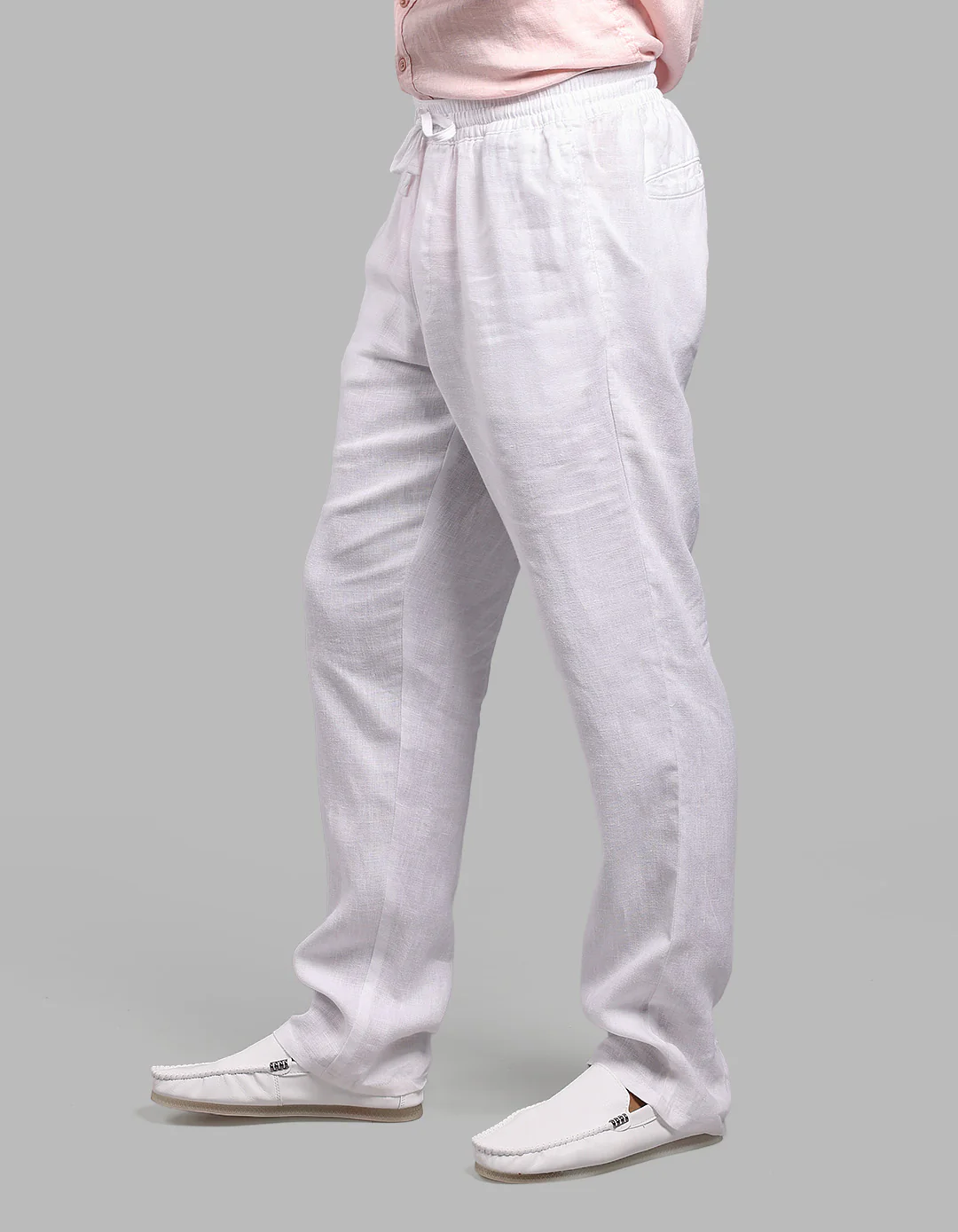 White 100% Linen Pant - Image 3
