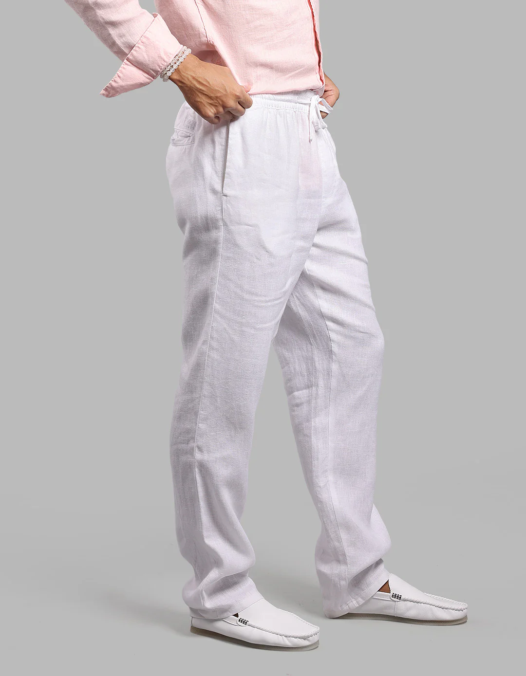 White 100% Linen Pant - Image 4