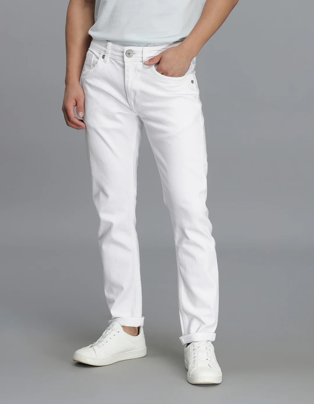 White Low-Rise Ankle Length jeans