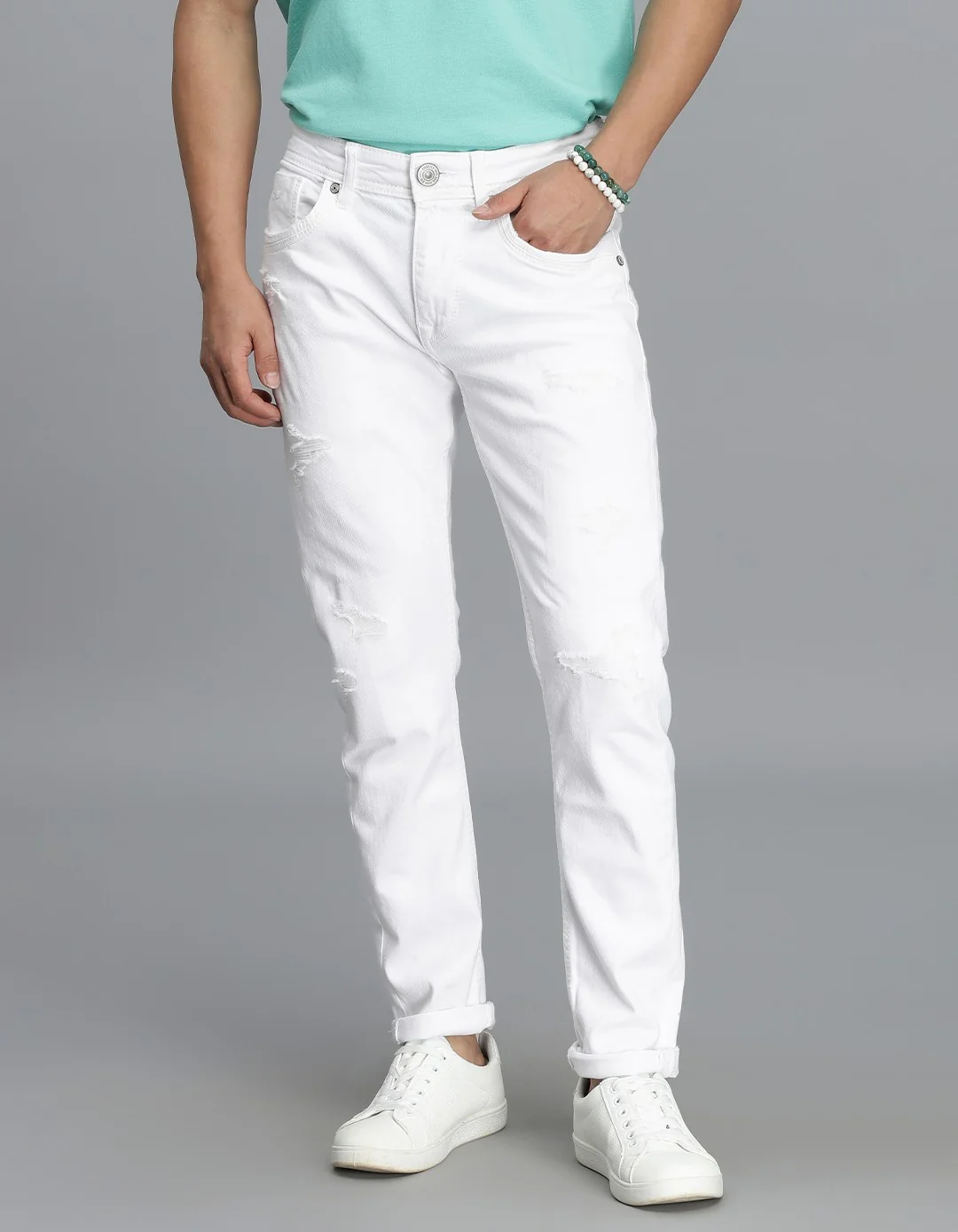 White Low-Rise Ankle Length jeans