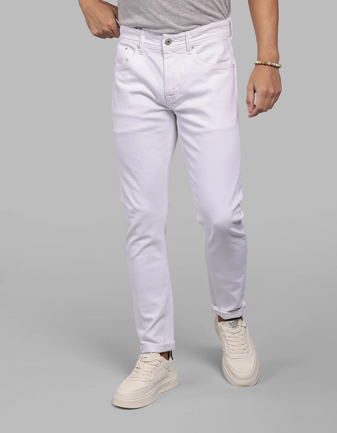 White Low-Rise Ankle Length Stretch Jeans