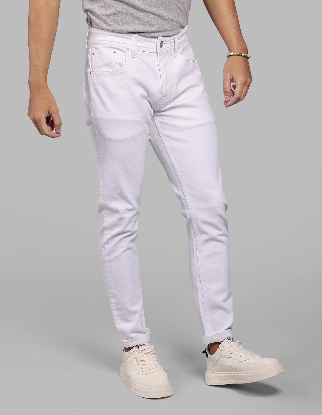 White Low-Rise Ankle Length Stretch Jeans - Image 4