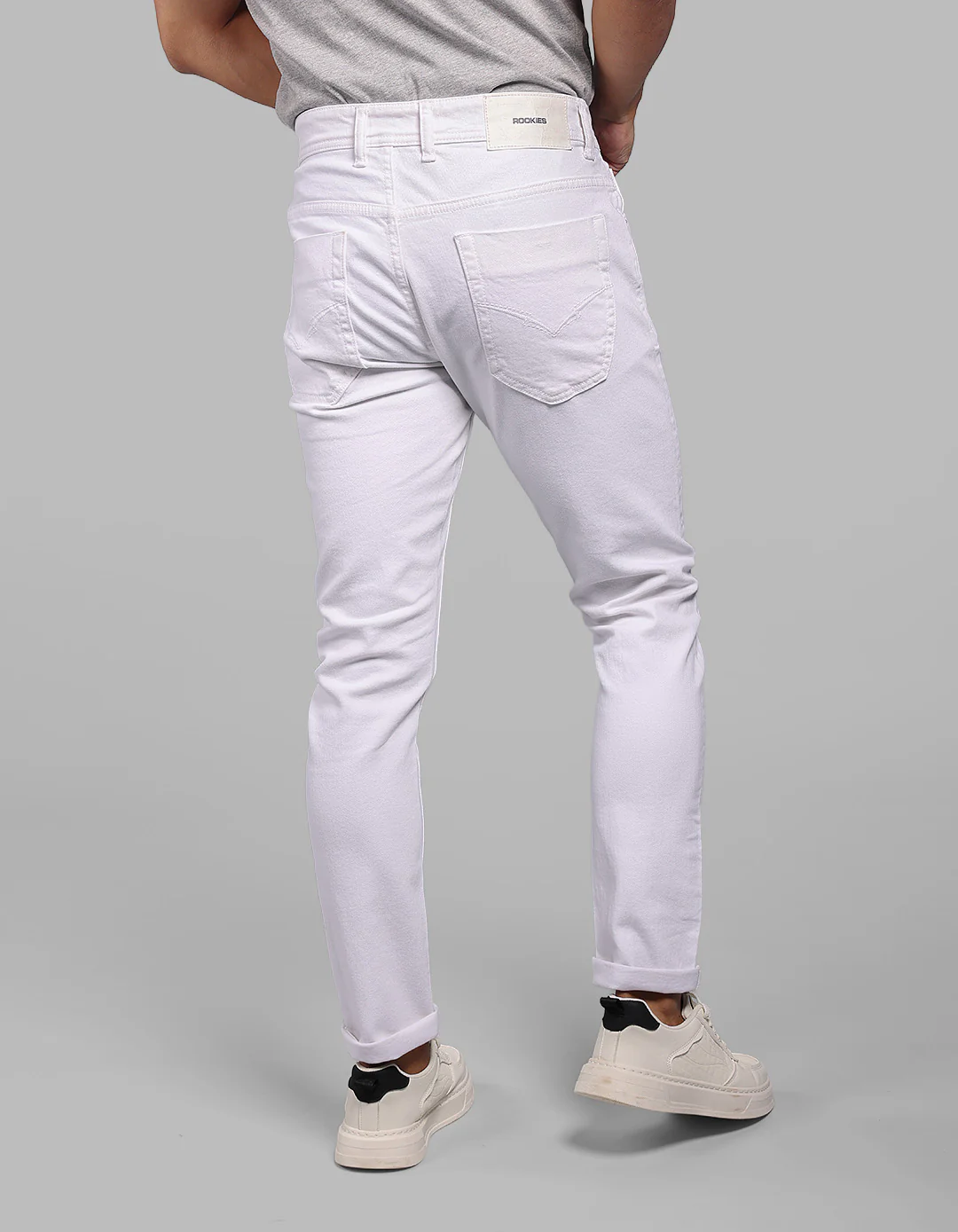 White Low-Rise Ankle Length Stretch Jeans - Image 5