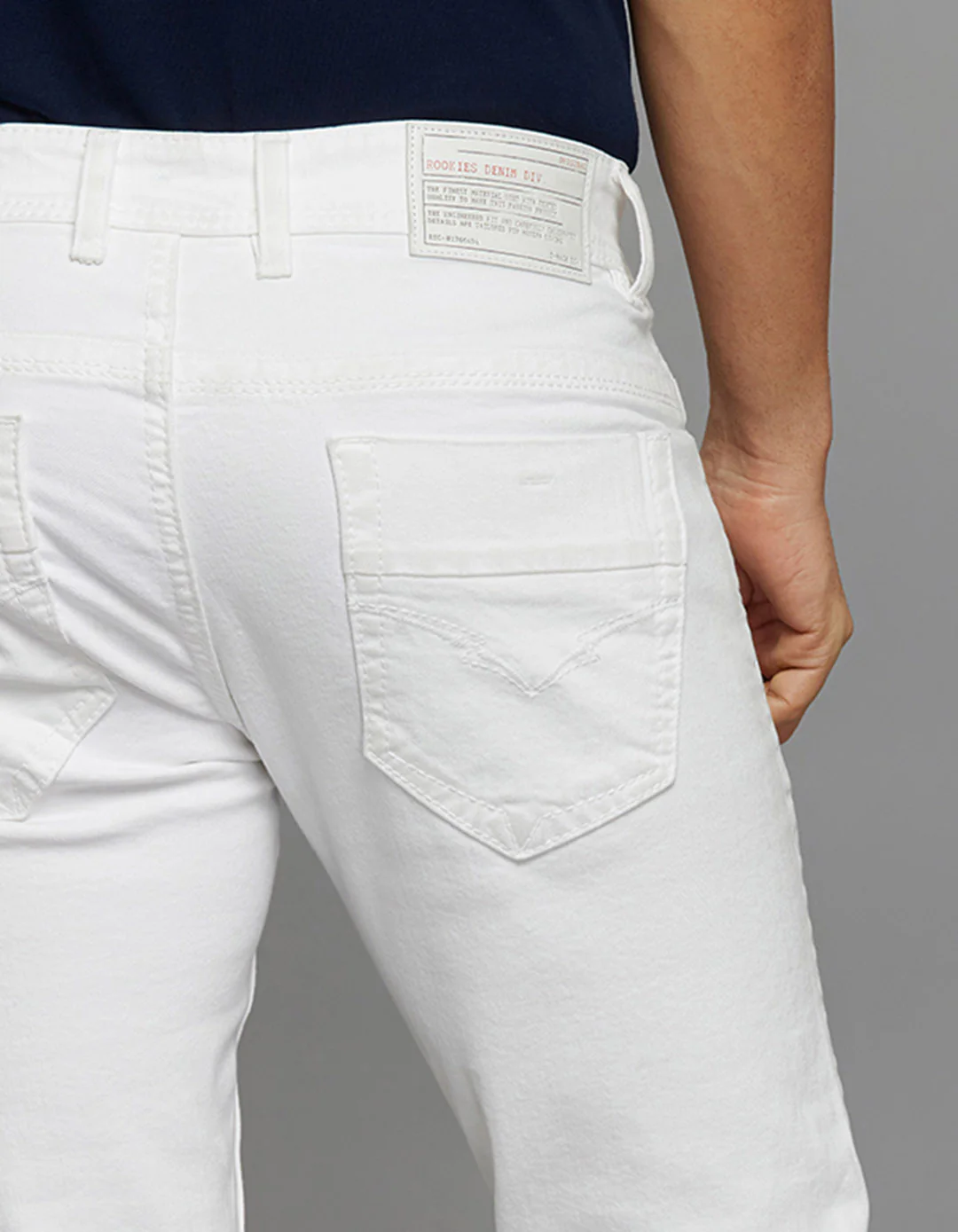 White Mid-Rise Slim Straight Fit Stretch Jeans - Image 6