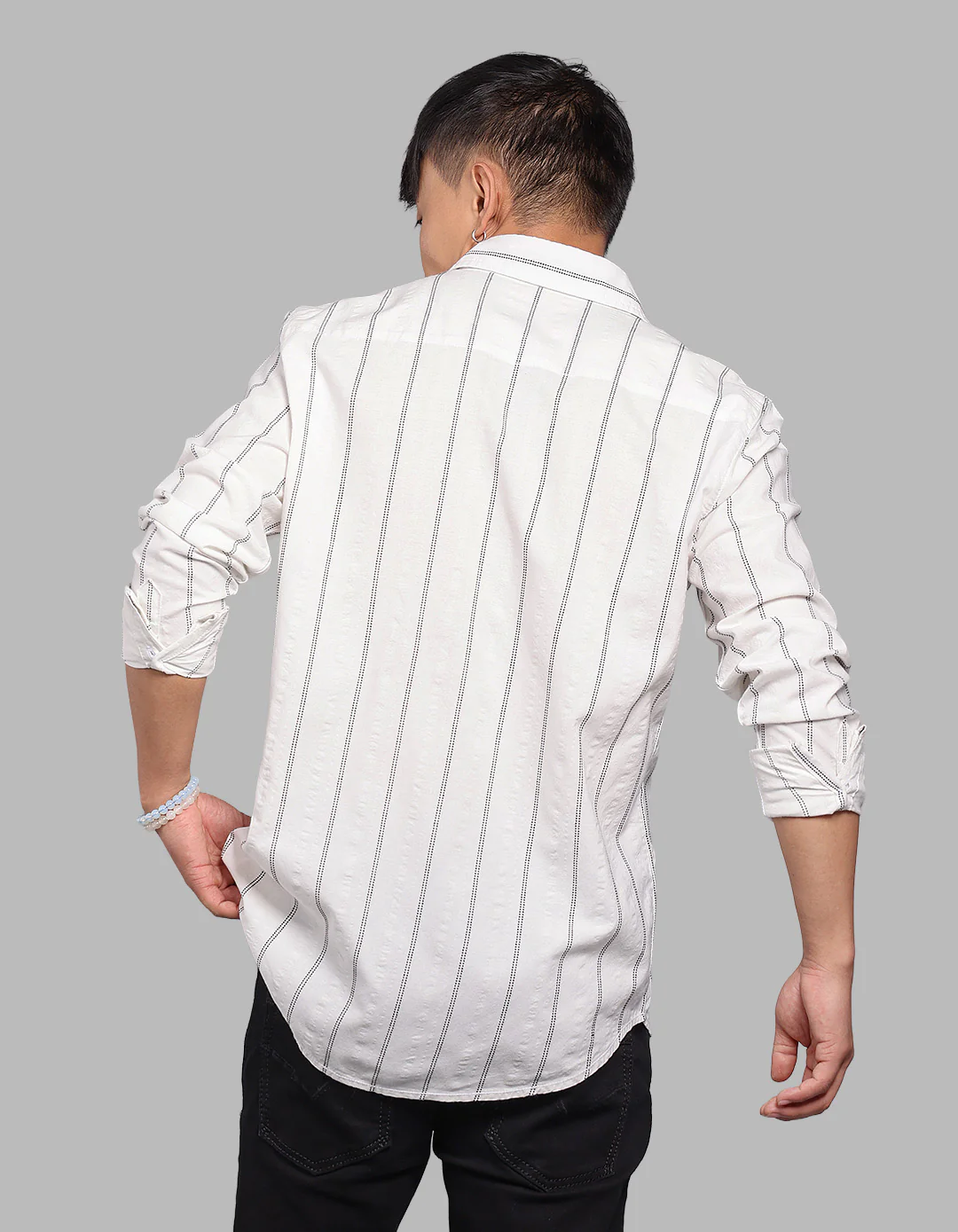 White Black Full Sleeve Stripe Shirt - Image 6