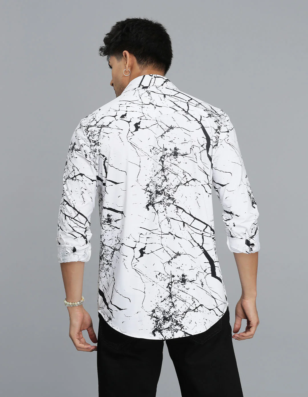 White Black Full Sleeves Printed Shirt - Image 4