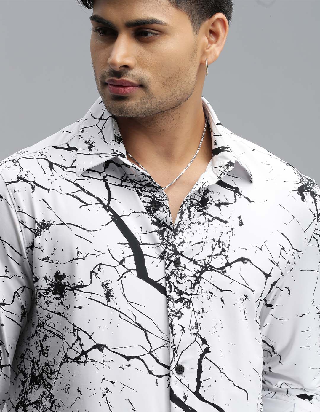 White Black Full Sleeves Printed Shirt - Image 5