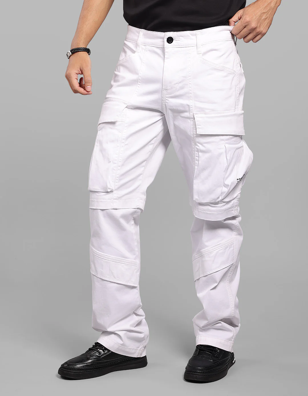 White Comfort Straight Fit Stretch Cargo Pant