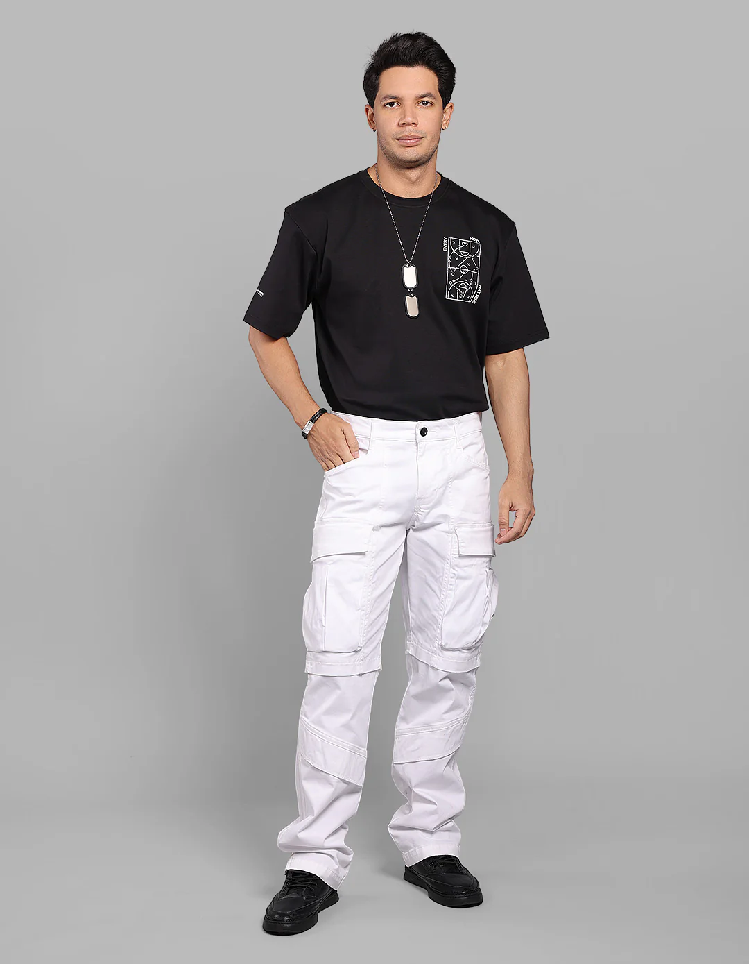 White Comfort Straight Fit Stretch Cargo Pant - Image 2