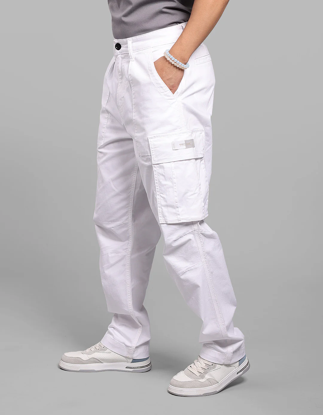 White Comfort Straight Fit Stretch Cargo Pant - Image 3