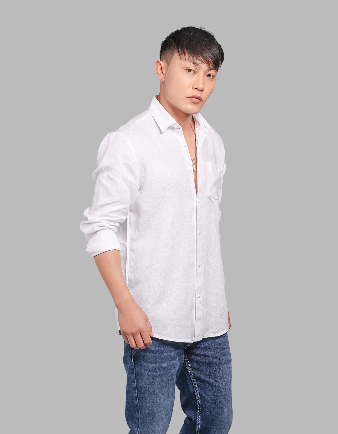 White Full Sleeve 100% Linen Shirt - Image 4