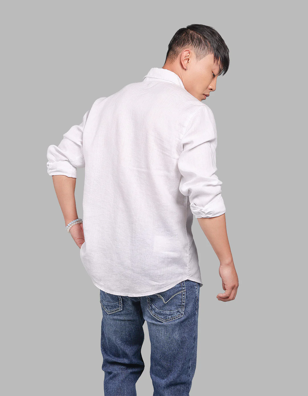 White Full Sleeve 100% Linen Shirt - Image 5