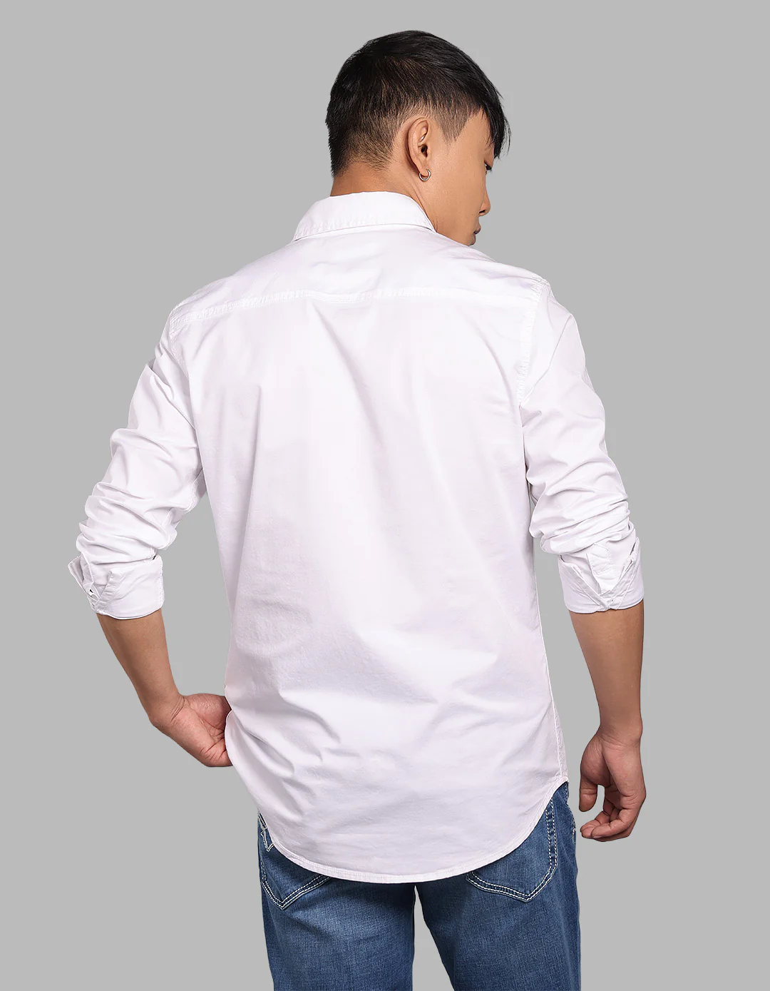 White Full Sleeve Stretch Cargo Shirt - Image 5