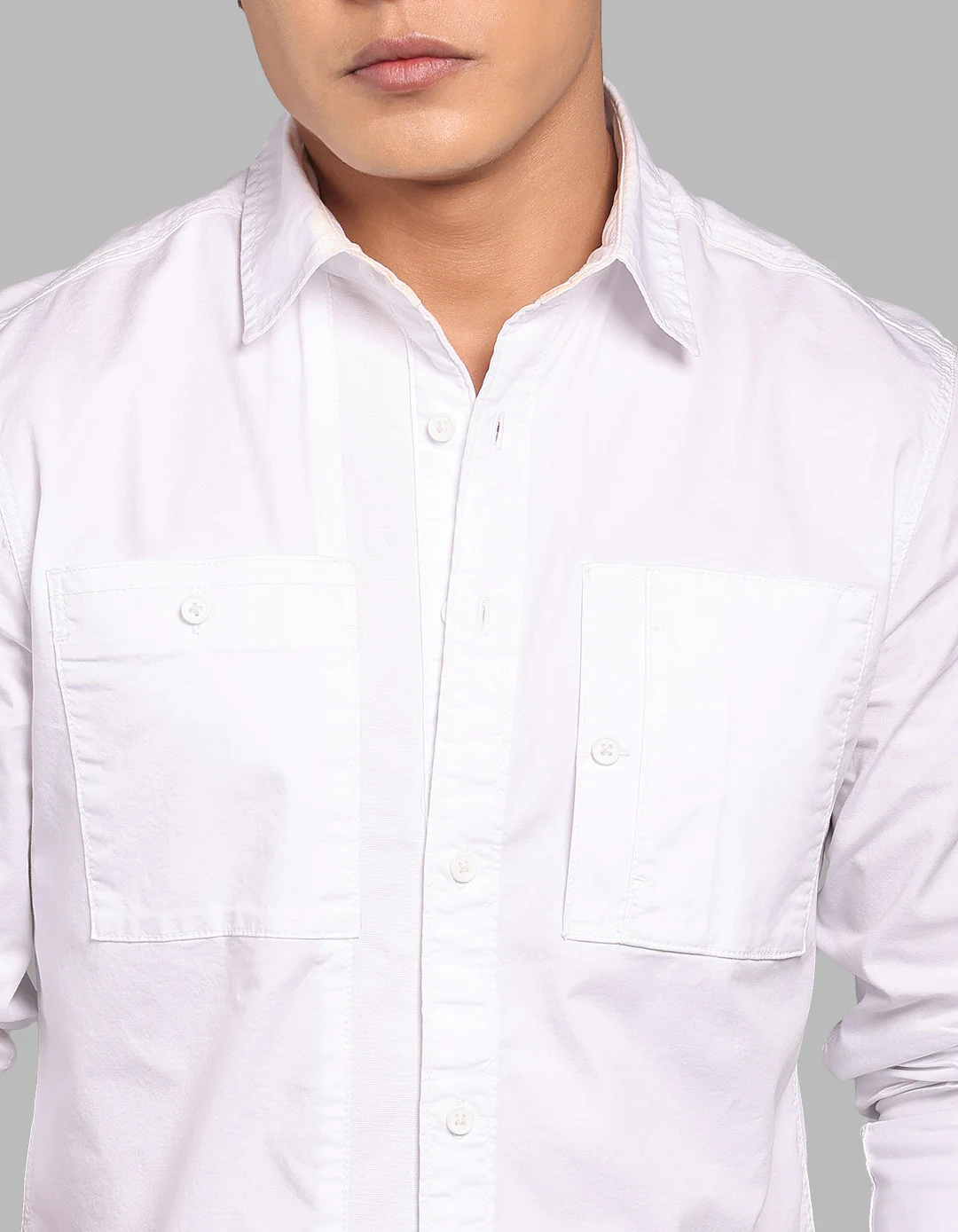 White Full Sleeve Stretch Cargo Shirt - Image 6