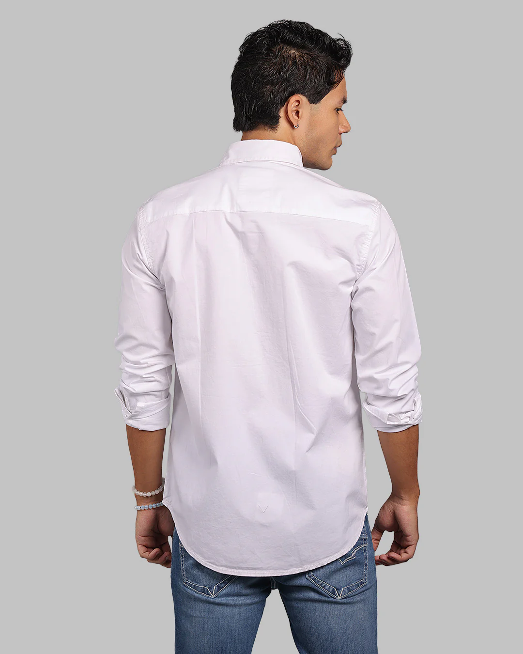 White Full Sleeve Stretch Cargo Shirt - Image 6