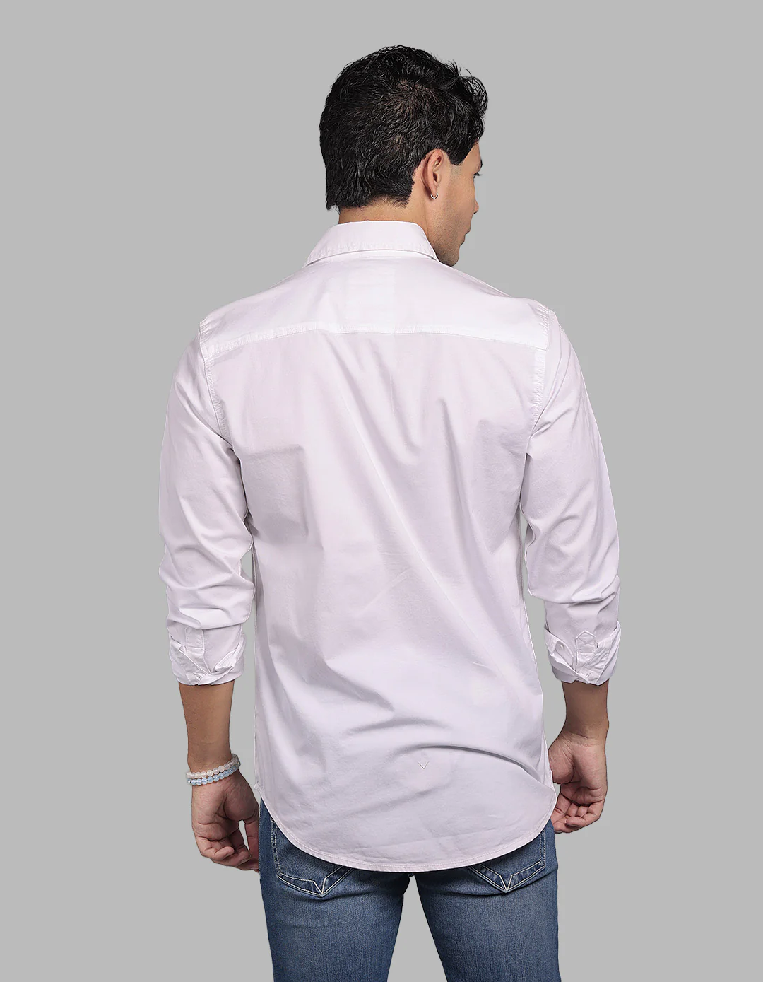 White Full Sleeve Stretch Cargo Shirt - Image 5