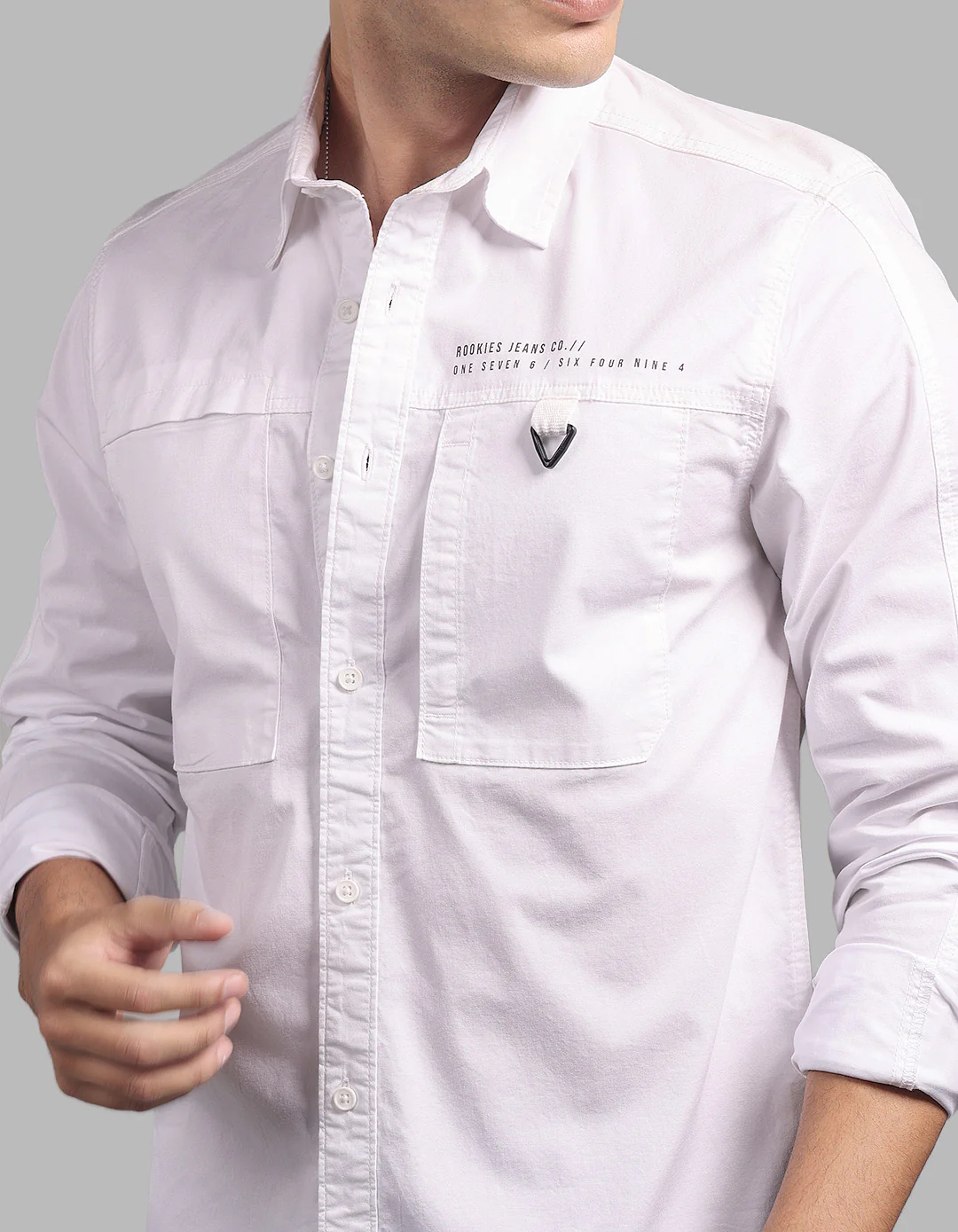 White Full Sleeve Stretch Cargo Shirt - Image 6