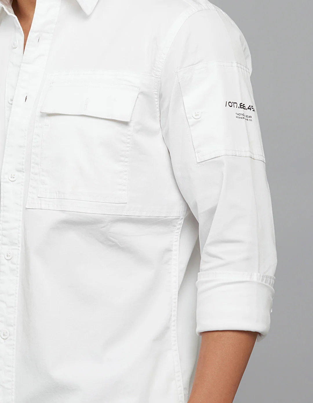 White Full Sleeves Cargo Shirt - Image 7