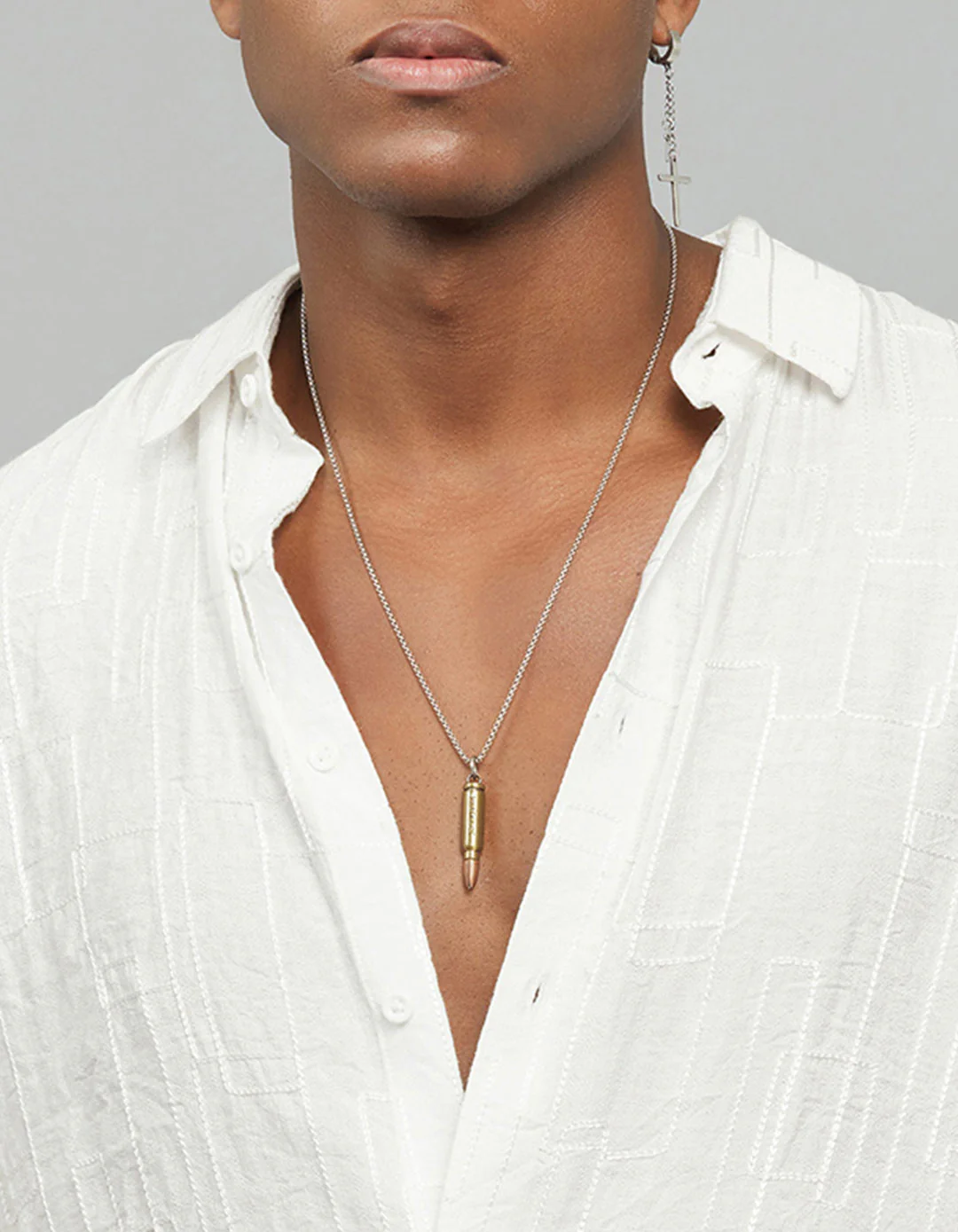 White Full Sleeves Embroidered Stitch Texture Shirt - Image 5