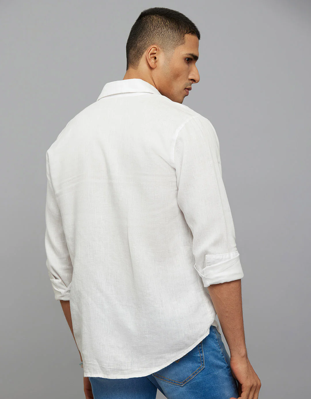White Full Sleeves Linen Blend Shirt - Image 7