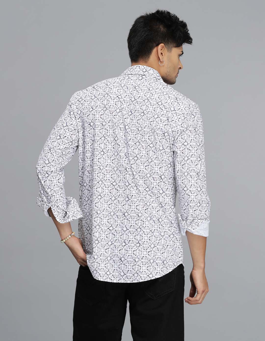 White Full Sleeves Printed Shirt - Image 4