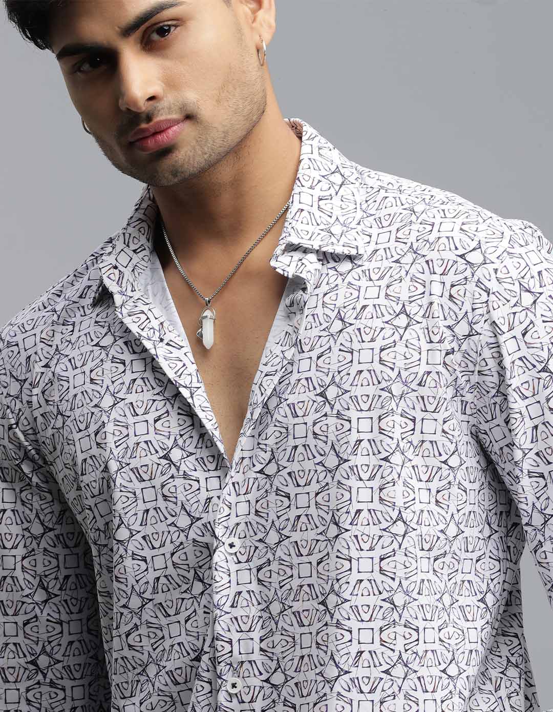 White Full Sleeves Printed Shirt - Image 5