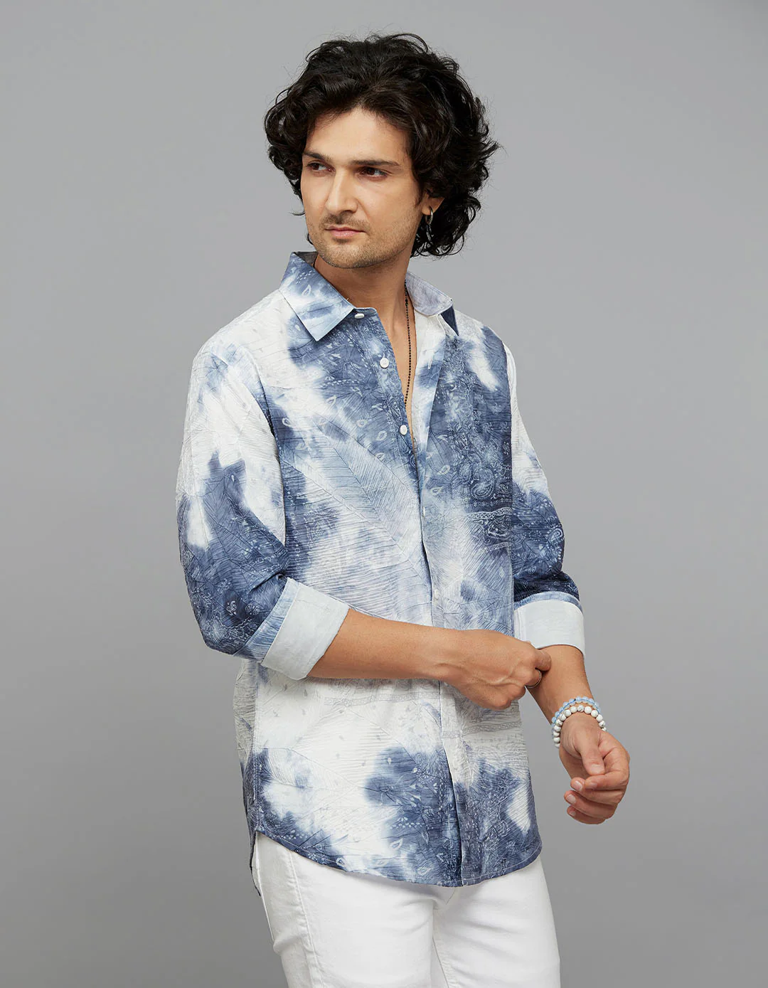 White Full Sleeves Printed Shirt - Image 3