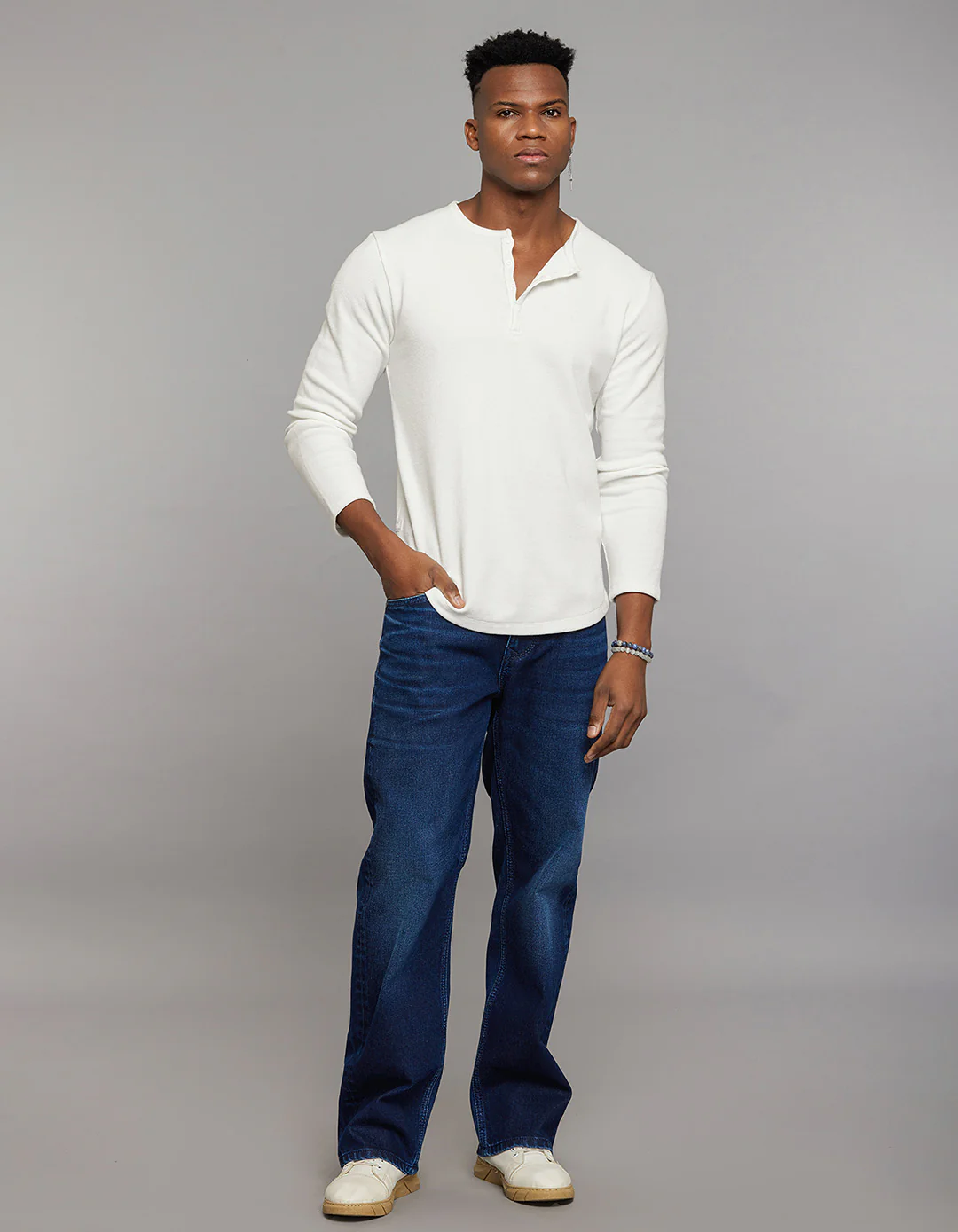 White Full Sleeves Round Neck Tee - Image 2