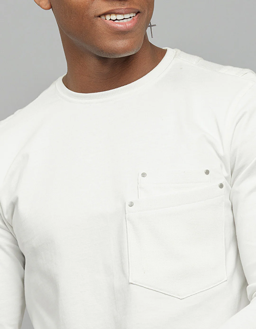 White Full Sleeves Round Neck Tee - Image 6